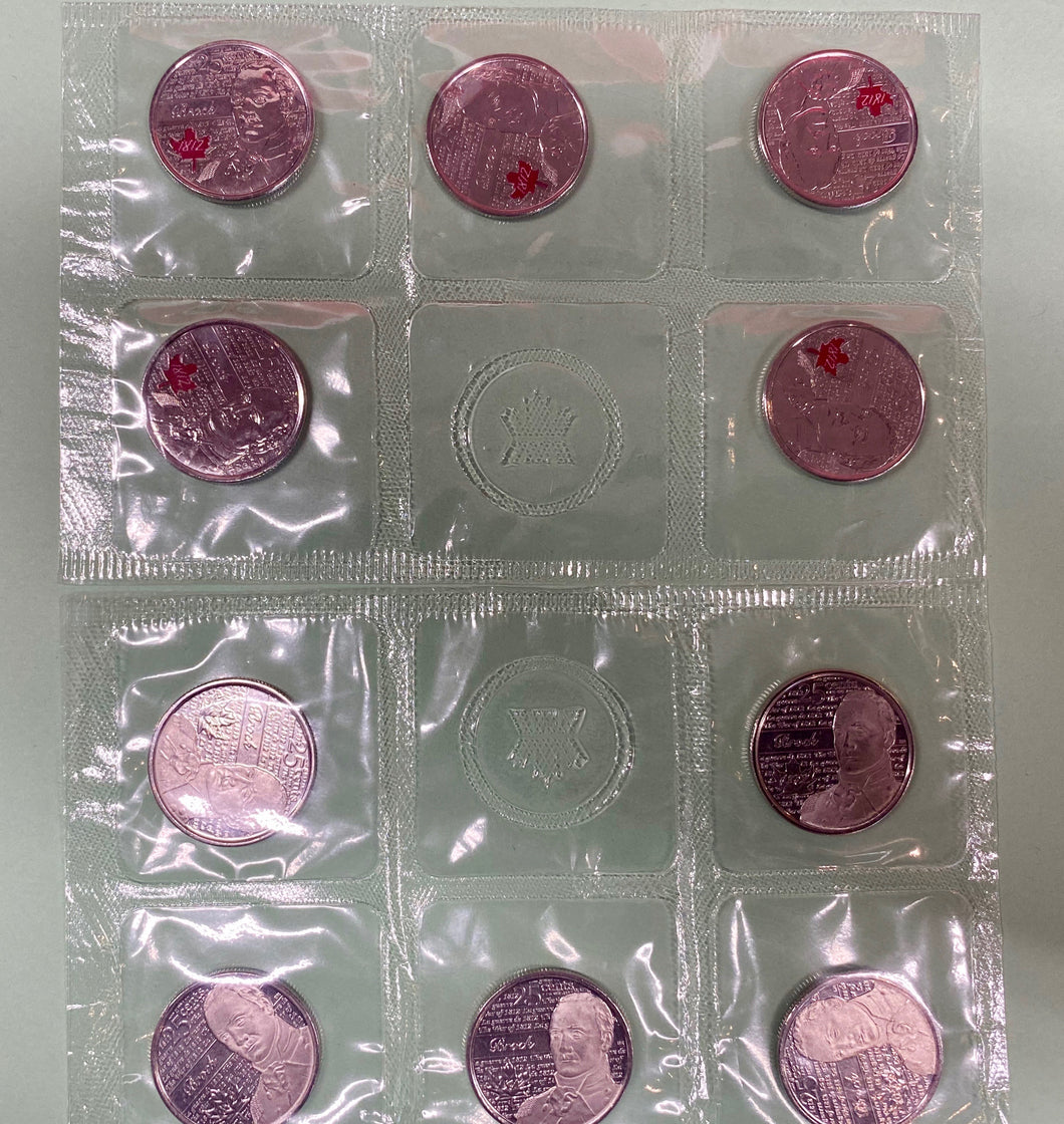 War of 1812 Isaac Brock 10-pack - 2012 Canada  Nickel Prooflike Uncirculated Coin Set