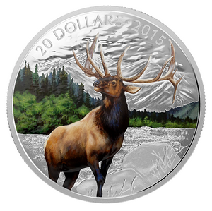 2015 1 oz. Fine Silver Coloured Coin - Majestic Elk