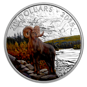 2015 1 oz. Fine Silver Coloured Coin - Bighorn Sheep