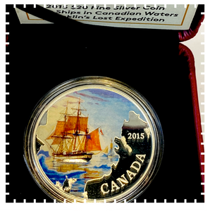 2015 1 oz. Fine Silver Coloured Coin – Lost Ships in Canadian Waters: Franklin's Lost Expedition