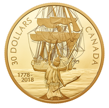 2018 2 oz. Pure Silver Gold-Plated Coin - Captain Cook and the HMS Resolution
