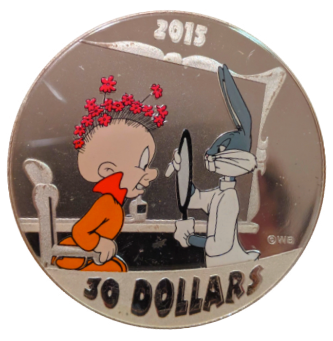 2015 2 oz Fine Silver 30 Dollars Looney Tunes- Bugs Bunny & Elmer