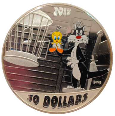 2015 2 oz Fine Silver 30 Dollars Looney Tunes- Birds Anonymous