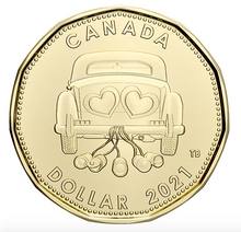 2021 Canada Uncirculated Loonie Dollar from Wedding Gift Set-Just Married Car Design