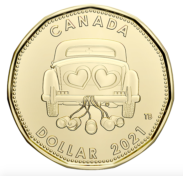 2021 Canada Uncirculated Loonie Dollar from Wedding Gift Set-Just Married Car Design