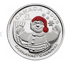 2006 p Canada Nickel Painted Quarter - 25 Cents Quebec Winter Carnaval