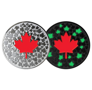 2018 Canada Fine Silver $5 Five Dollars- Heart Aglow-Glow in the Dark