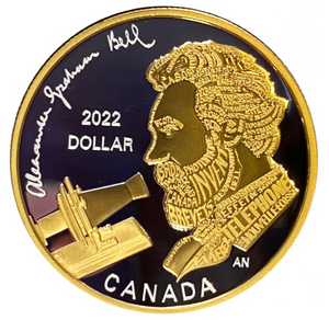 2022 Canada Silver Proof Dollar-Gold Plated - Alexander graham Bell- Great Inventor