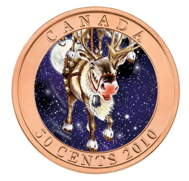 2010 Canada Nickel Half Dollar-50 Cents Gifts From Santa - Santa and the Red-Nosed Reindeer