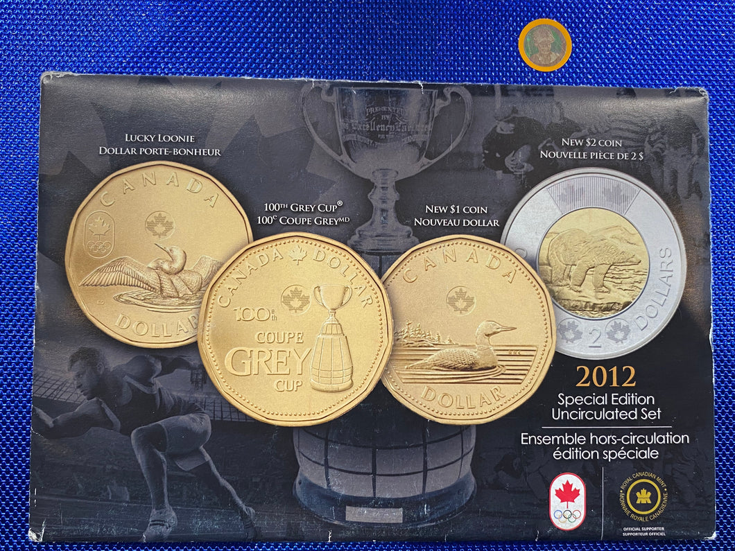 Special Edition Grey Cup Lucky Loon - 2012 Canada  Nickel Prooflike Uncirculated Coin Set