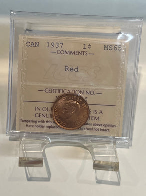 Canada One Cent 1937 MS-65 ICCS