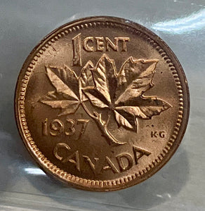 Canada One Cent 1937 MS-64 ICCS