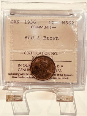 Canada One Cent 1936 MS-62 ICCS