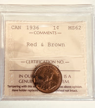 Canada One Cent 1936 MS-62 ICCS